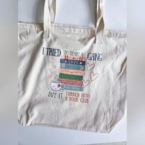 Canvas Tote Bag with Book Club Design